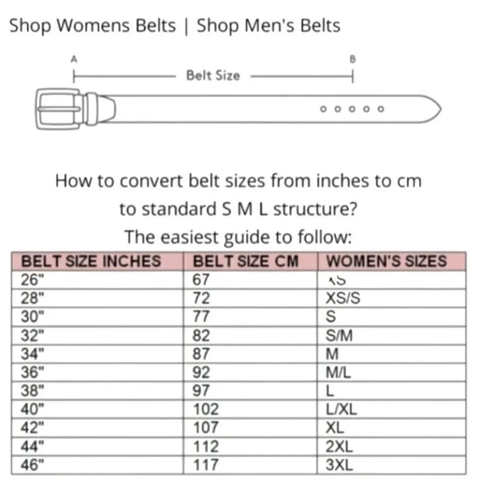 Womens Italian Leather Belt M 34